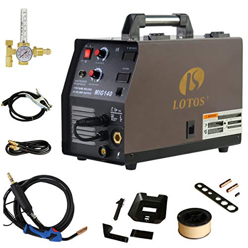 LOTOS MIG140 140 Amp MIG Wire Welder, Flux Core & Aluminum Gas Shielded Welding with 2T/4T Switch...
