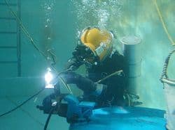 underwater welding in a pool