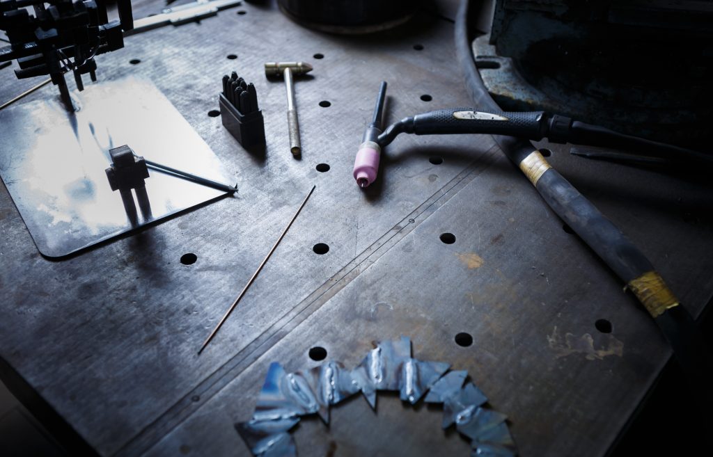 image of welding table at work