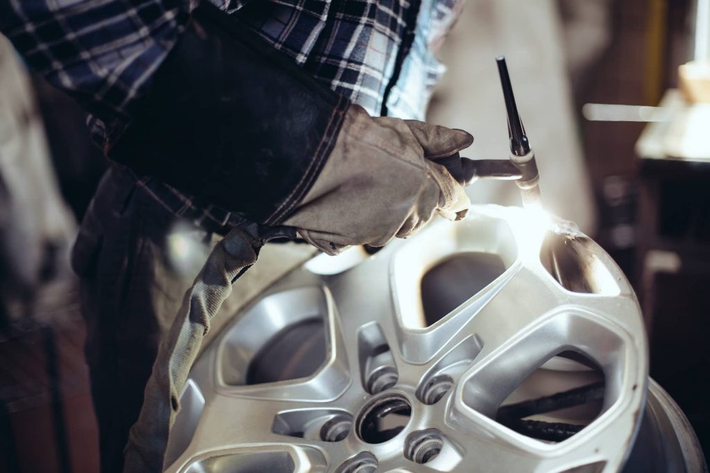 image of TIG welding nickel alloy of a car rim