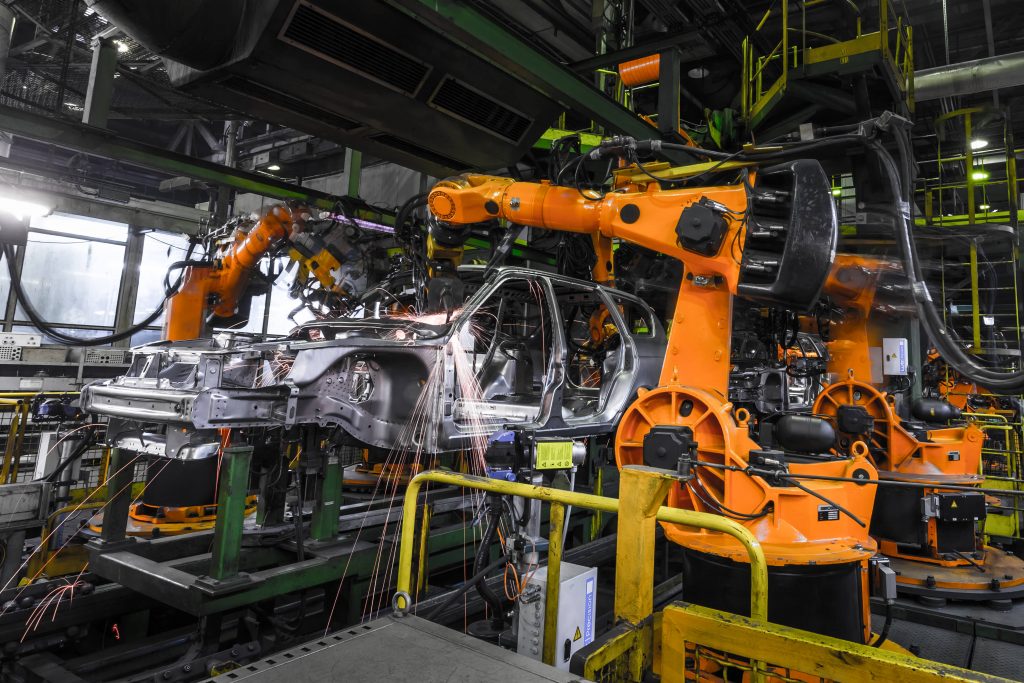 Robotic welding in car manufaturing