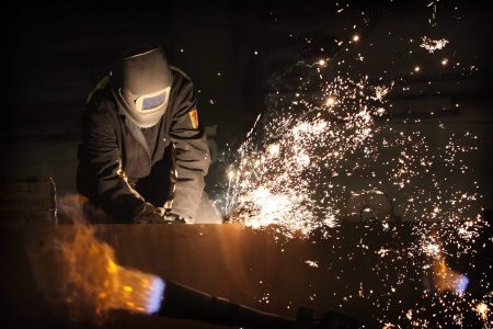 sparks created during welding