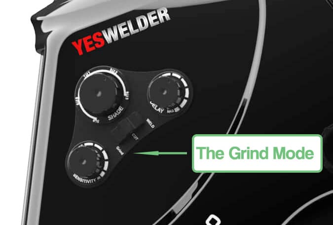 Grind mode button on yeswelder helmet