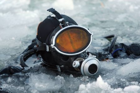 underwater welder in ice water