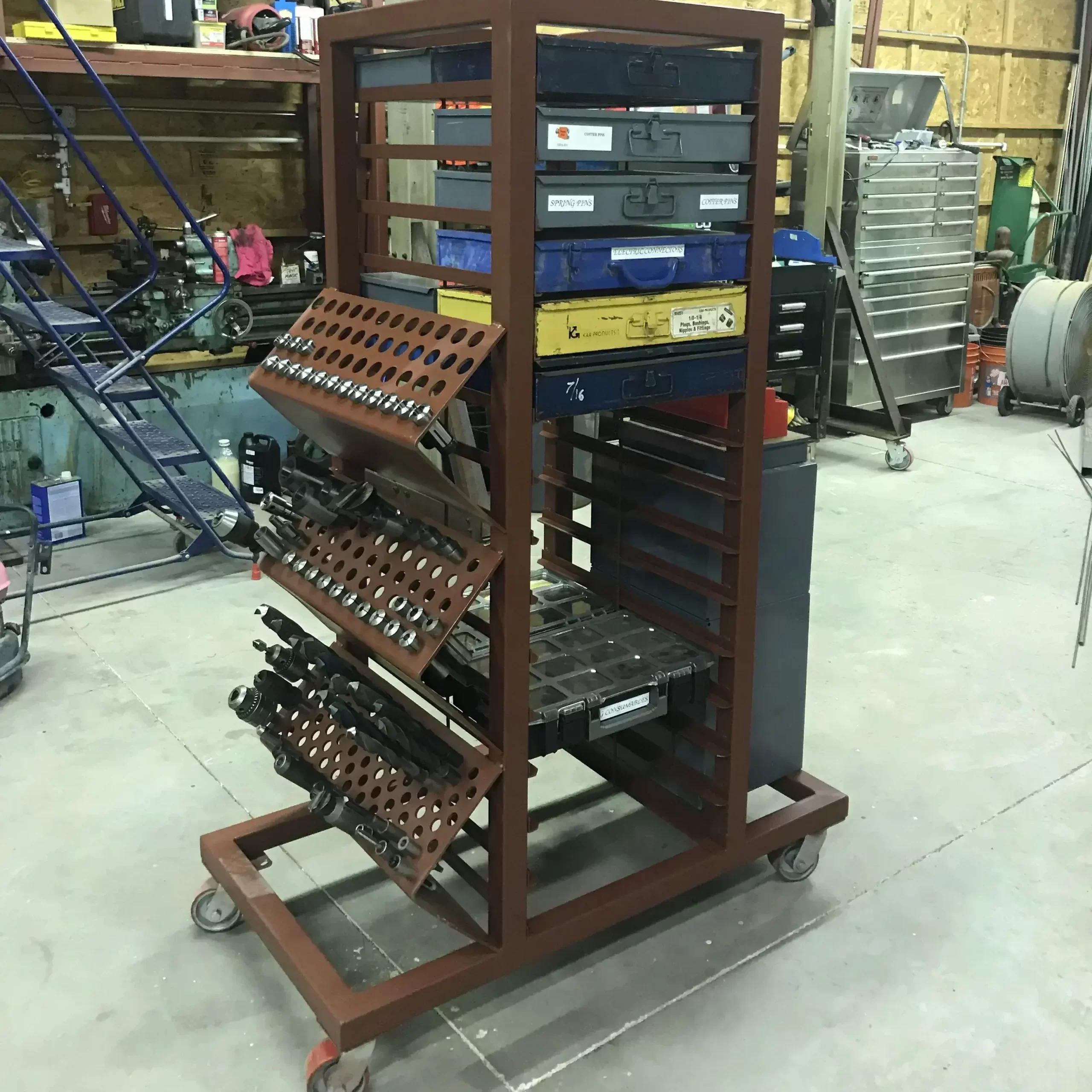 Image of a simple DIY metal welding tool shelves and tool rack 