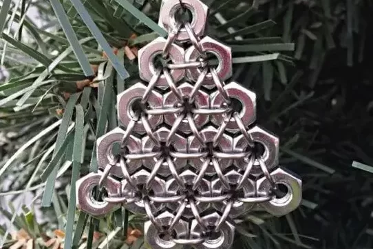 Christmas Tree Ornaments made of a welded nuts 