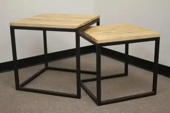 DIY Paired Block Table Set made from square tubes and wood 