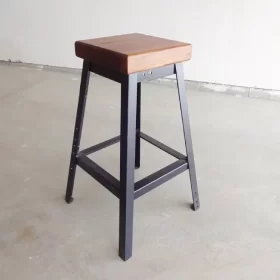 DIY Simple Bar Stool with spring made from square tubes and wood