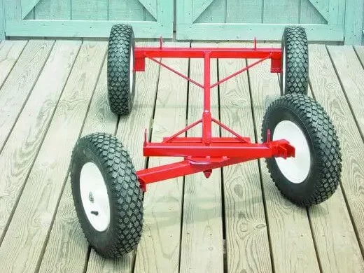 DIY Garden Wagon made of square tubes and painted red 