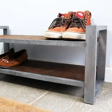 shoe rack made of a iron bars