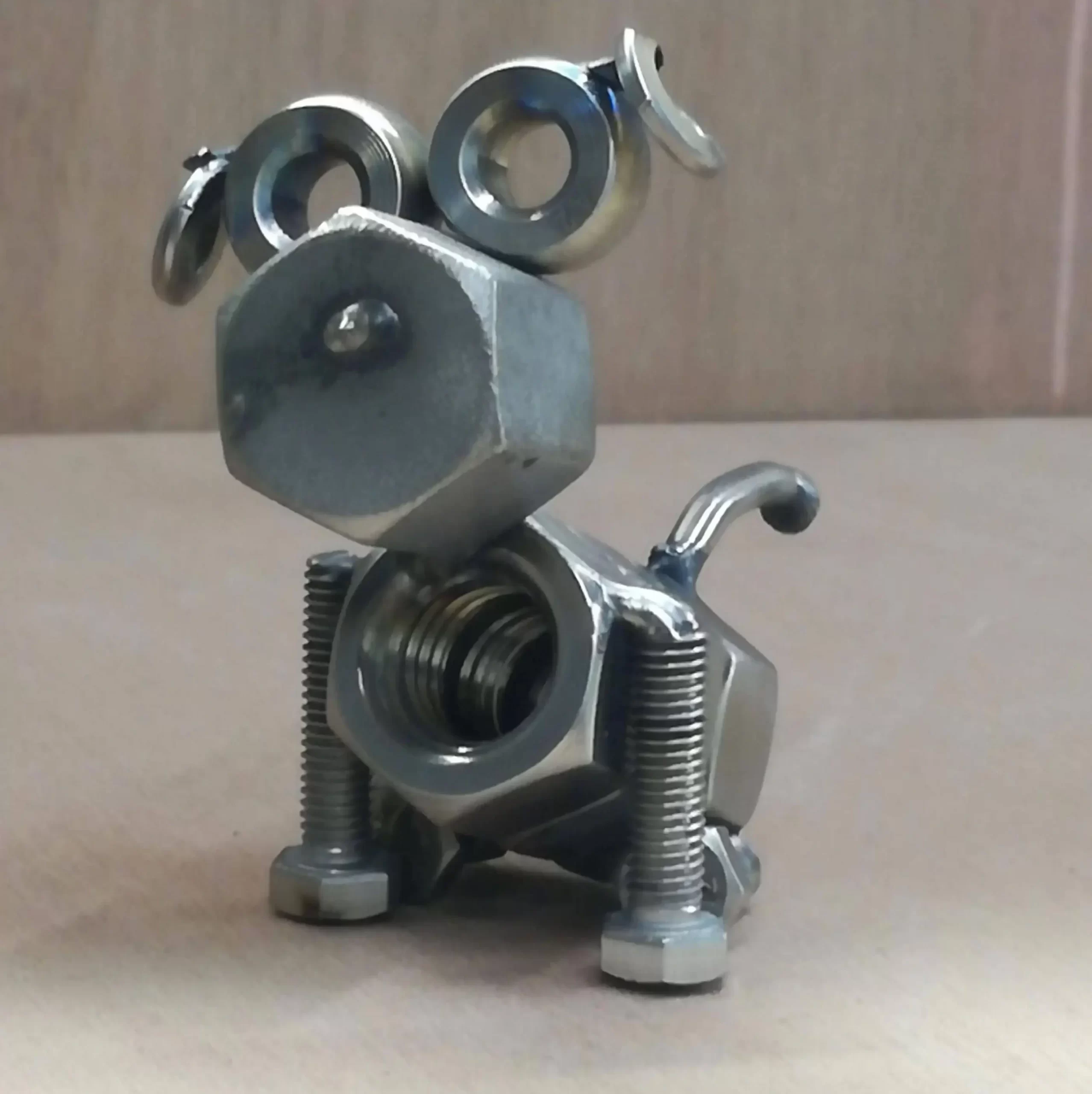 Metal welded sculpture of a dogo