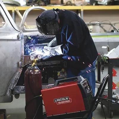 image of lincoln 140 easy mig at work