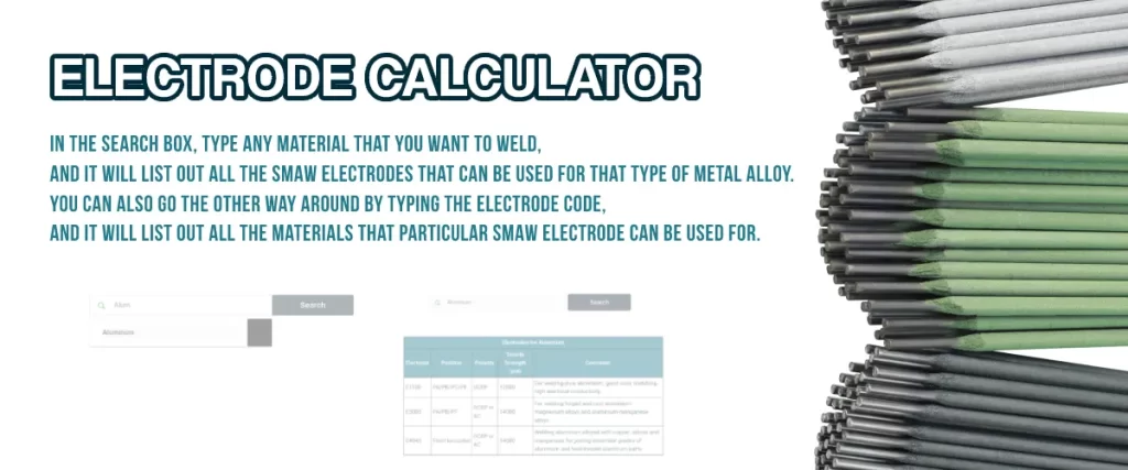 image of welding electrode calculator instructions