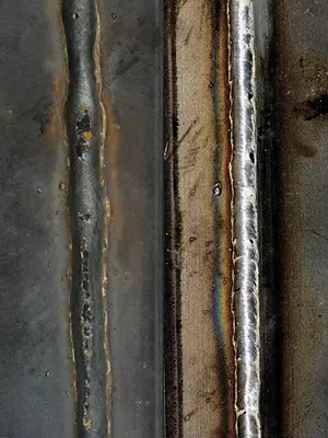 too high and too low amperage of a MIG weld