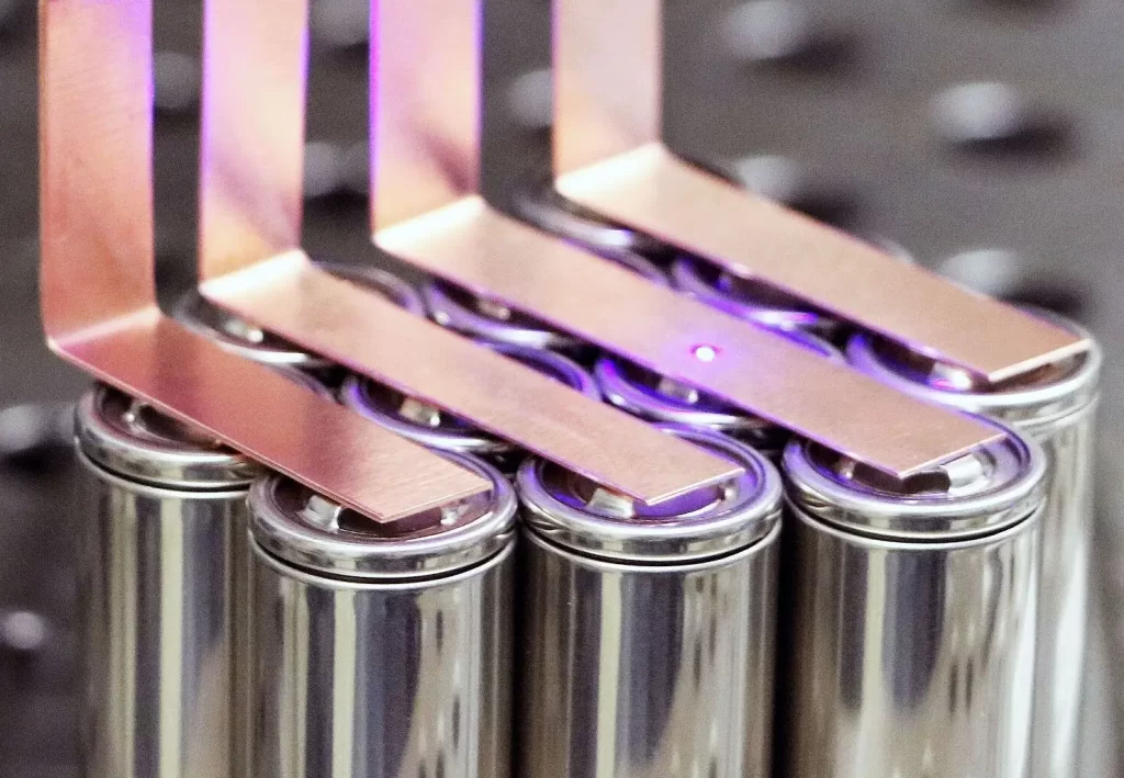 image of laser welding batteries
