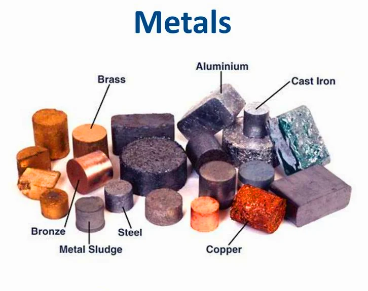 Image of a different metals and how can you visually inspect and differentiate them 