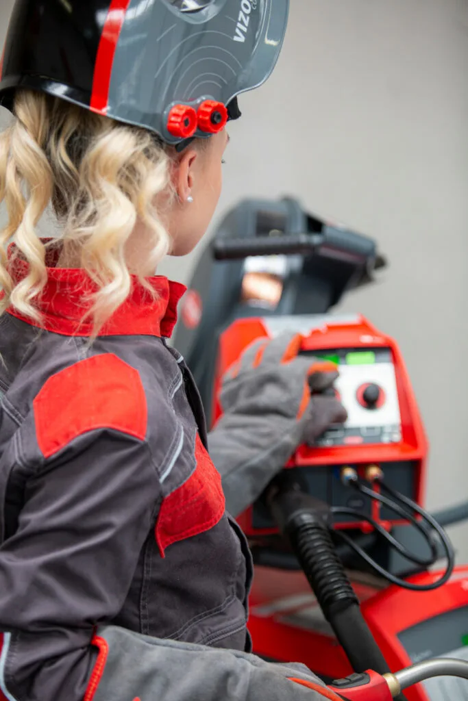 female welder at work