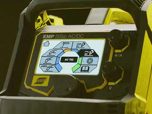 Image of a TIG welder settings panel