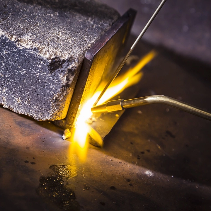 Image of a brazing process on cast iron.