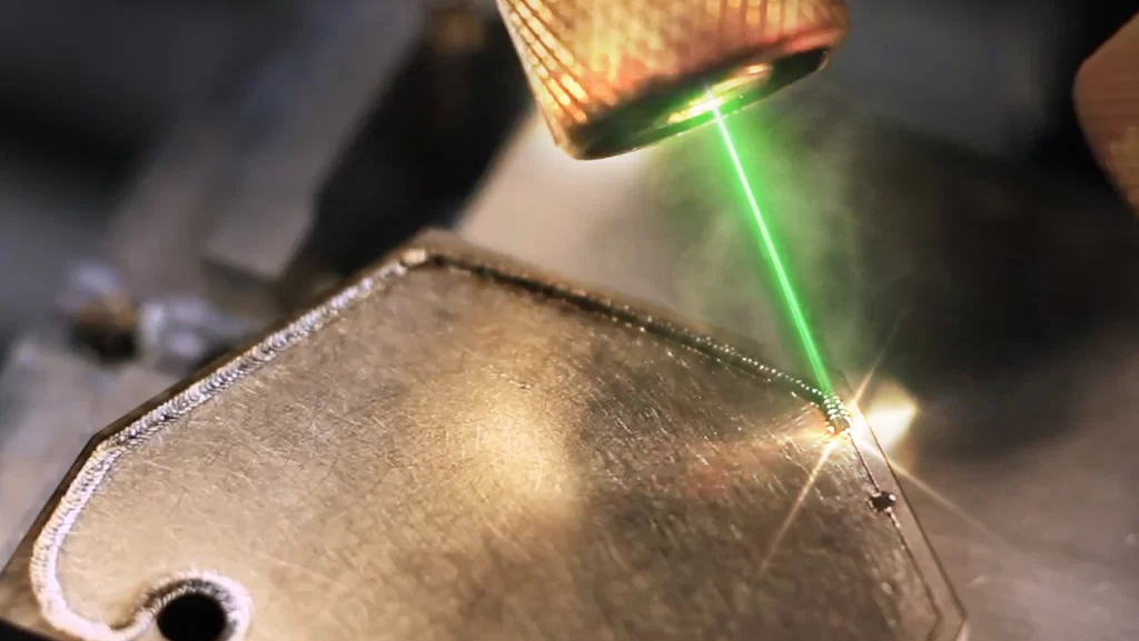 Image of a laser welding upclose.
