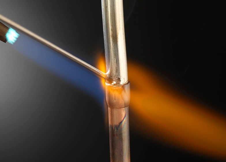 Image of a silver brazing process.