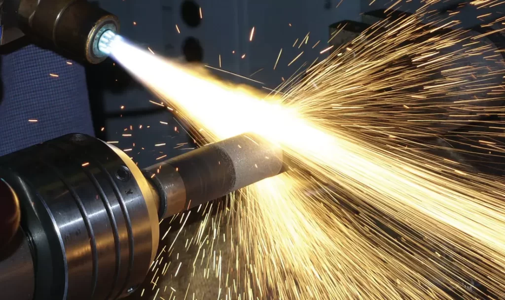 Image of a spray arc welding from a different angle