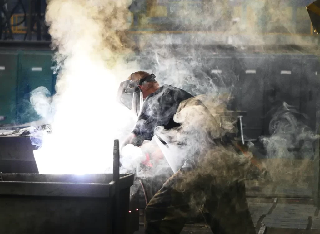 welding fumes in a workshop
