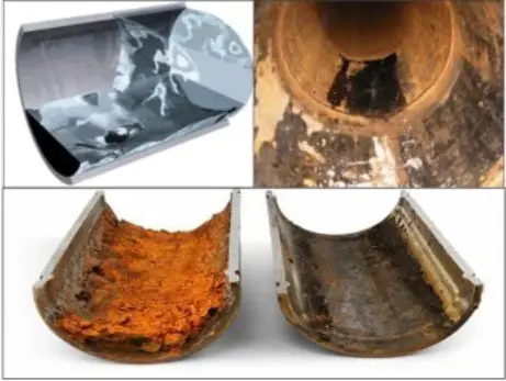 image of oil pipeline corrosion from inside
