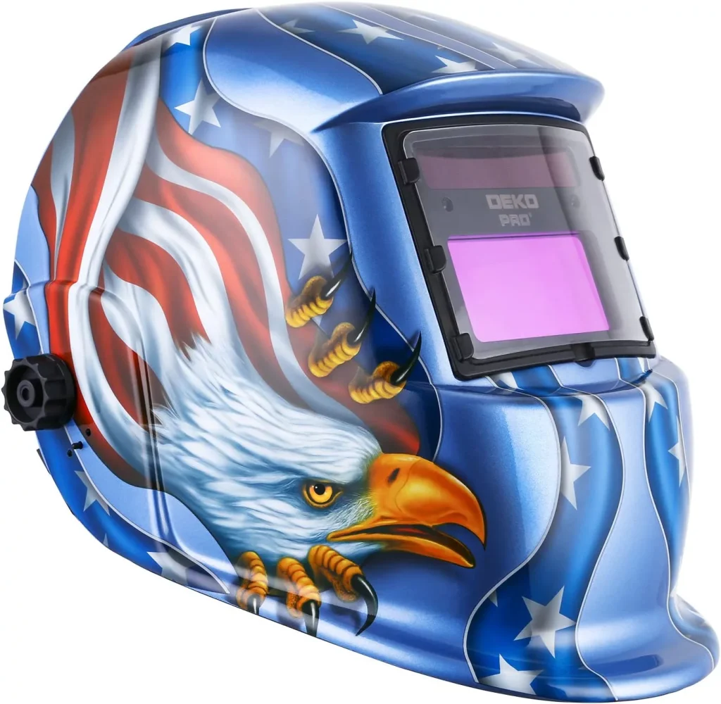 DEKOPRO Solar Powered Welder Mask Blue Eagle Design