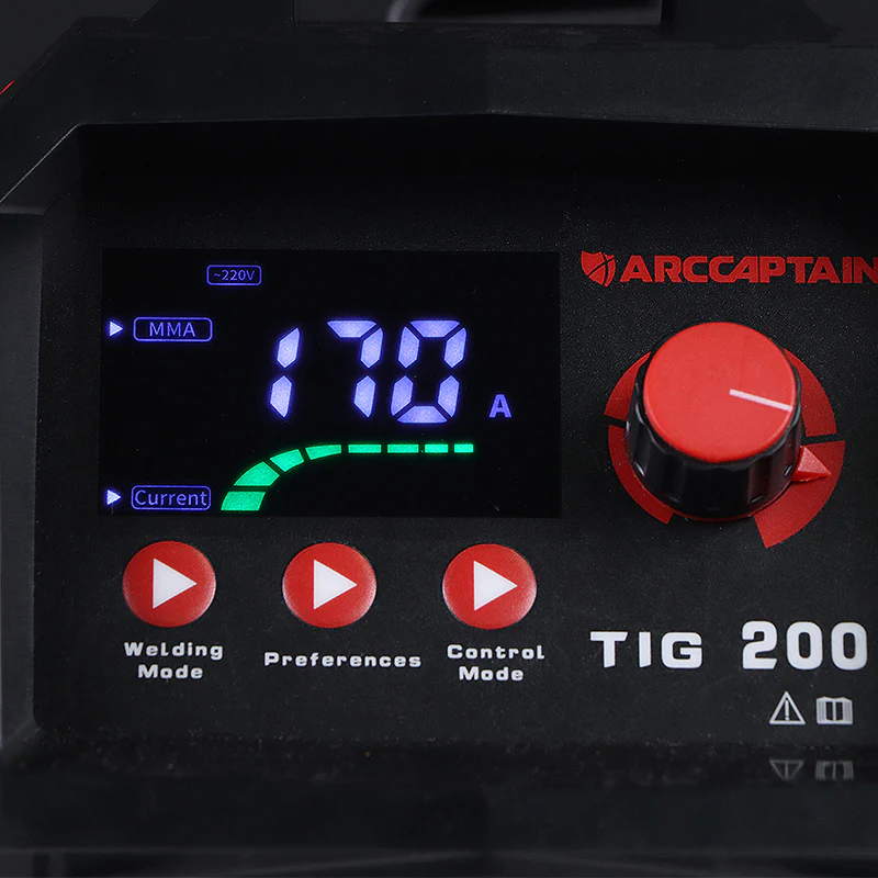 arccaptain tig200 control panel