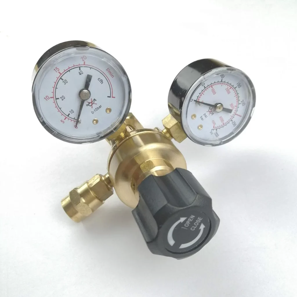 UWELD CO2 Dual Stage Side Entry Regulator With Bobbin Flow Meter – For Beer Gas, MIG/TIG Welding – OMECDFL25
