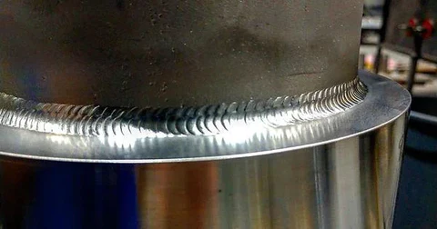 TIG welds on nickel