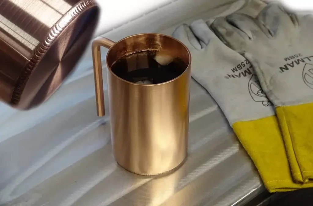 tig welding copper cup bottom