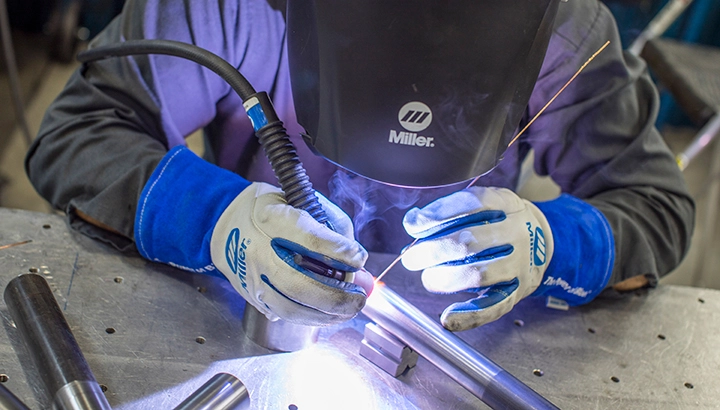 TIG welder at work