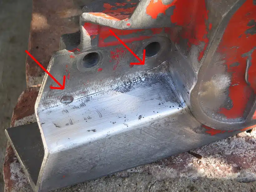 Image of a magnesium engine part cracked after TIG welding