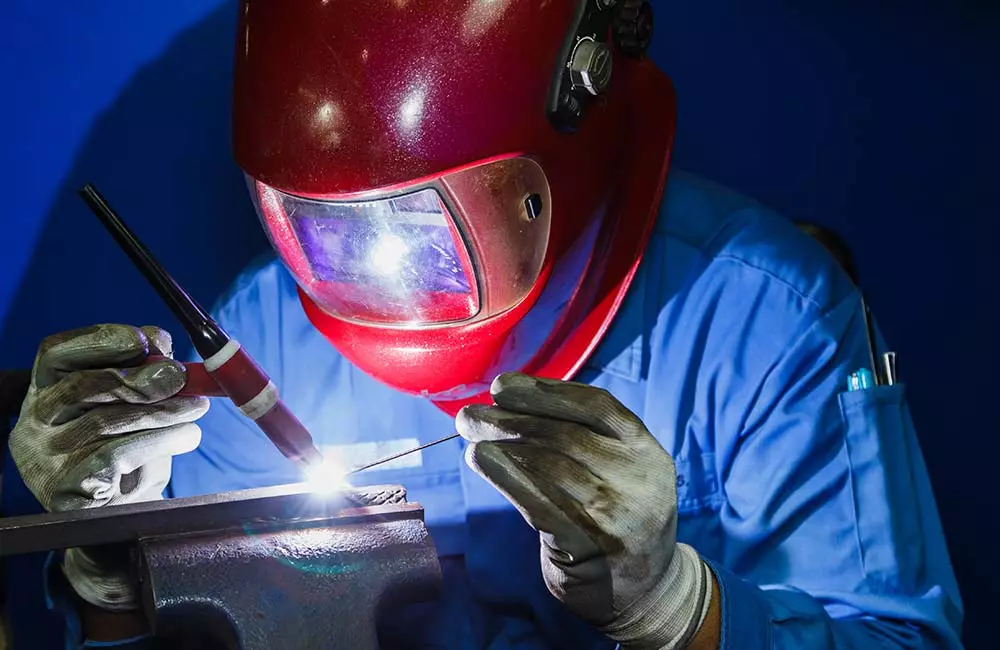 TIG welder at work