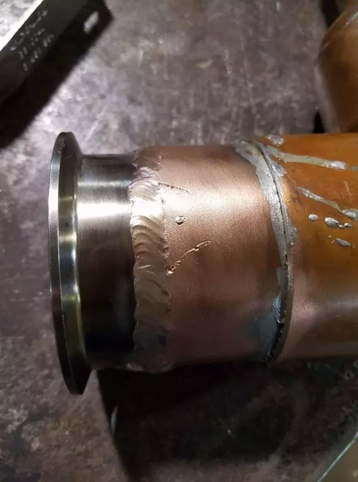 TIG brazed copper to stainless steel