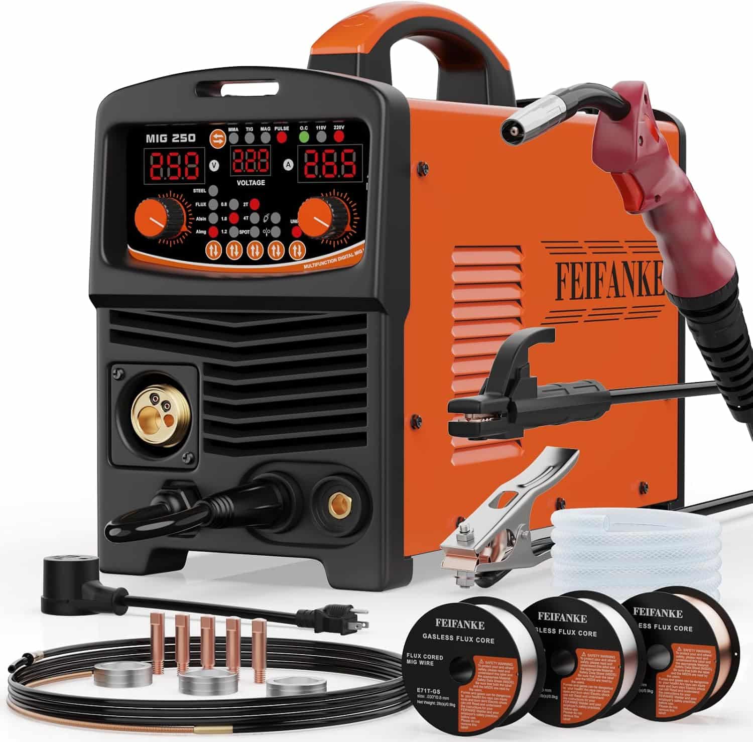 250A Aluminum Pulsed MIG Welder 6-in-1