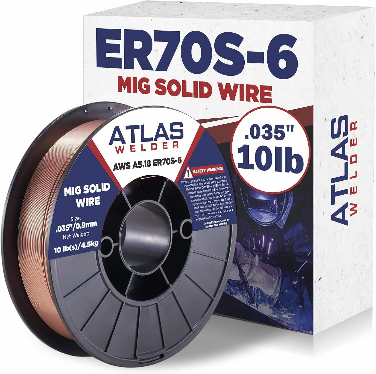 ATLASWELDER ER70S-6 .035" Solid MIG Welding Wire — 10 lb