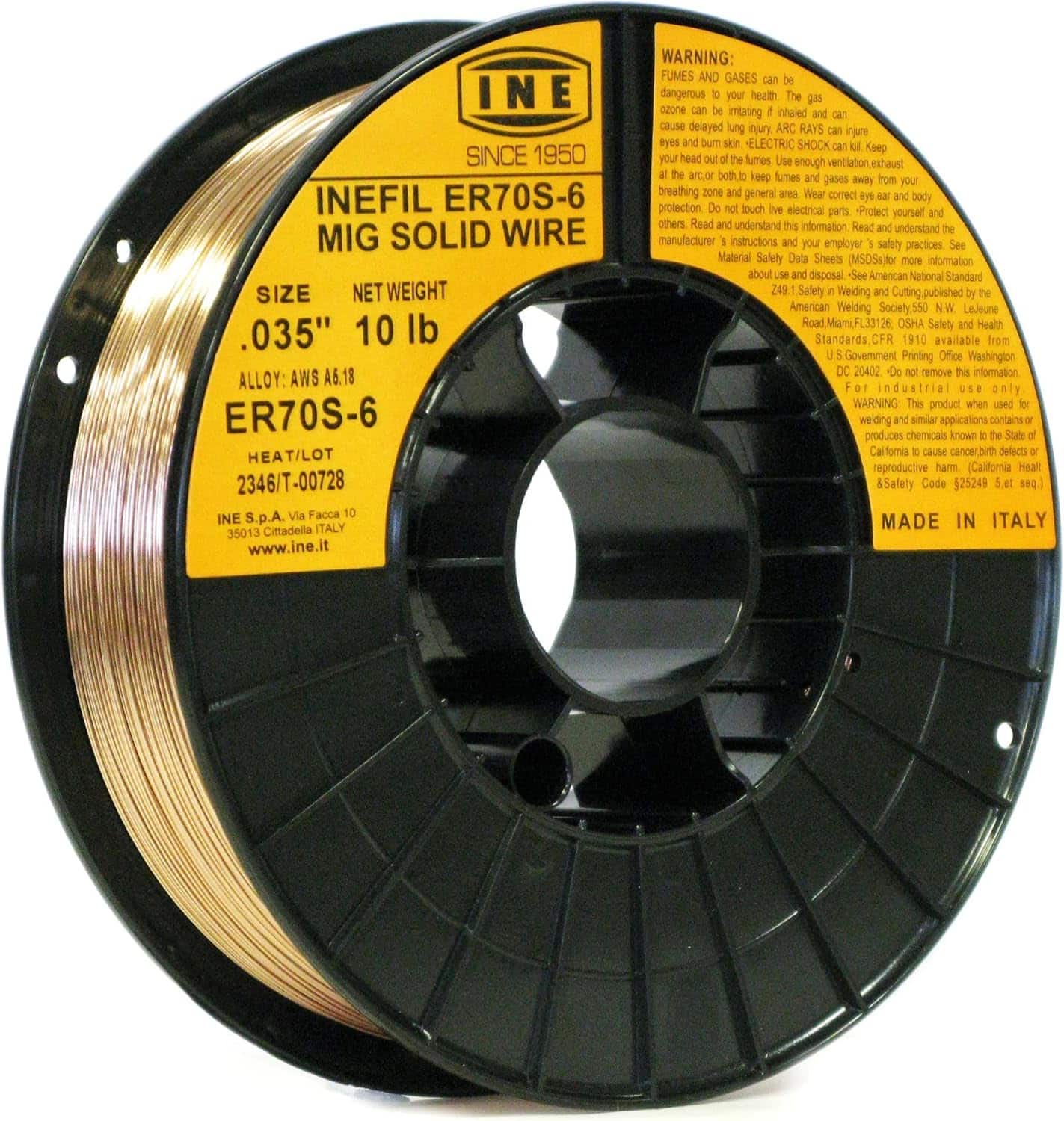 INEFIL ER70S-6 .035" MIG Welding Wire — 10 lb Spool (Made in Italy)