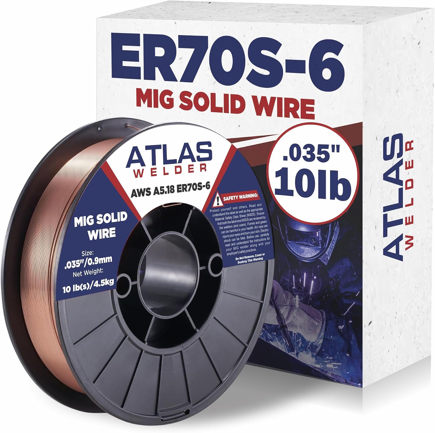 ATLASWELDER ER70S-6 .035 Solid Wire ATLASWELDER ER70S-6 .035 solid MIG welding wire 10 lb spool