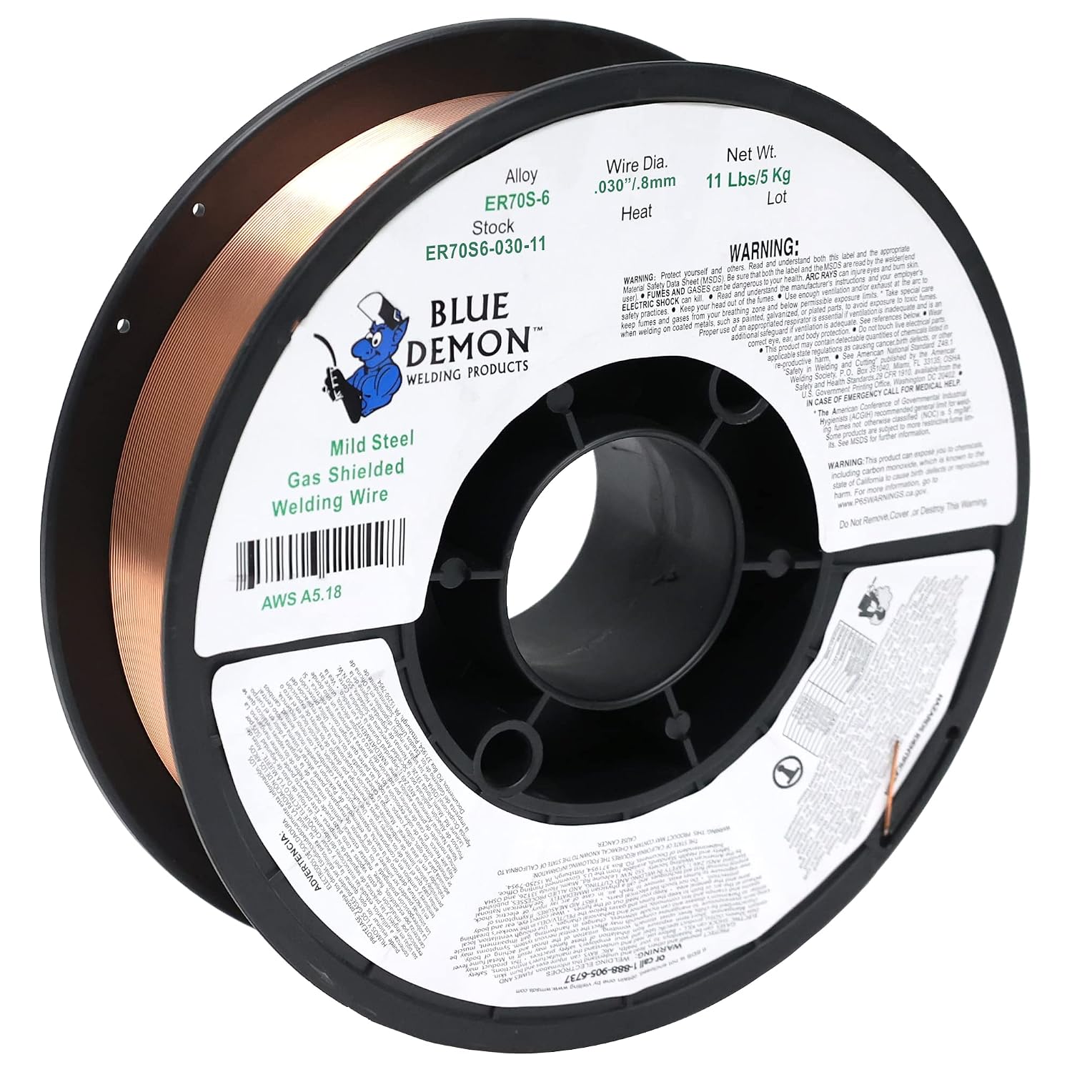Blue Demon ER70S-6 .030″ 11 lb MIG Wire Review 2 Blue Demon ER70S-6 11 lb spool side view