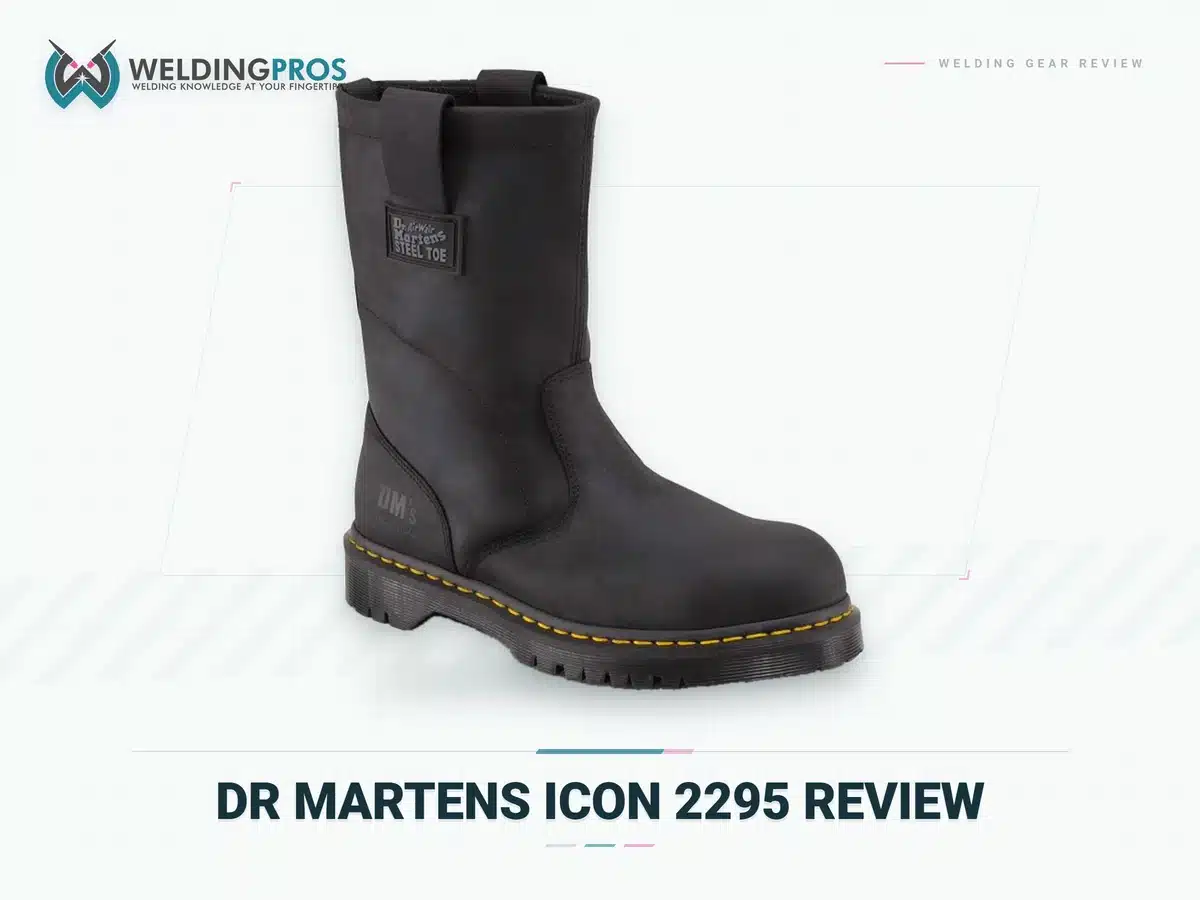 Dr. Martens Icon 2295 Steel Toe Boots Review 1 Dr. Martens Icon 2295 boots side profile showing shaft height and yellow welt stitching