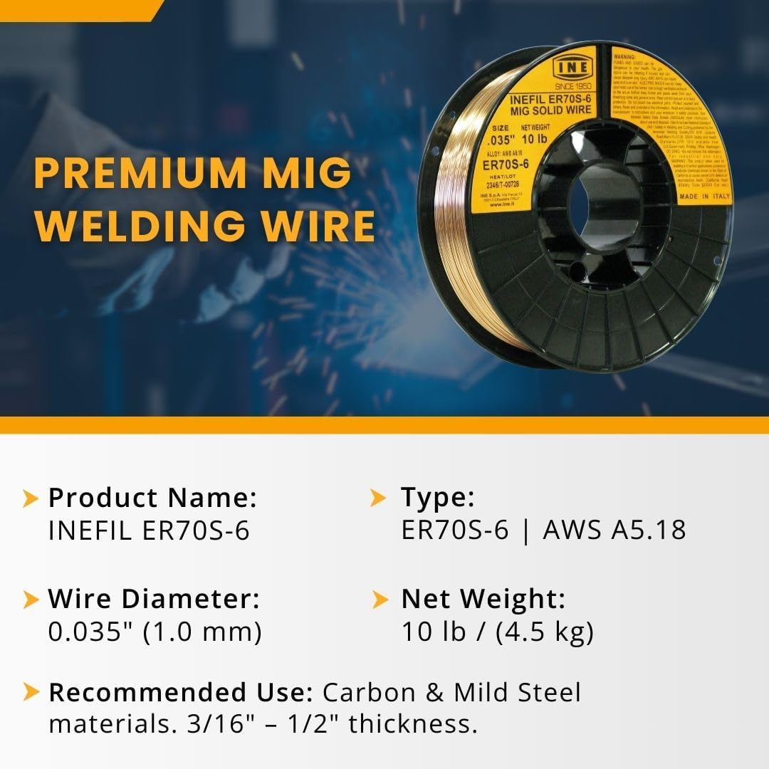 INEFIL ER70S-6 .035″ MIG Welding Wire Review (10 lb Spool) 3 INEFIL ER70S-6 copper coated wire detail