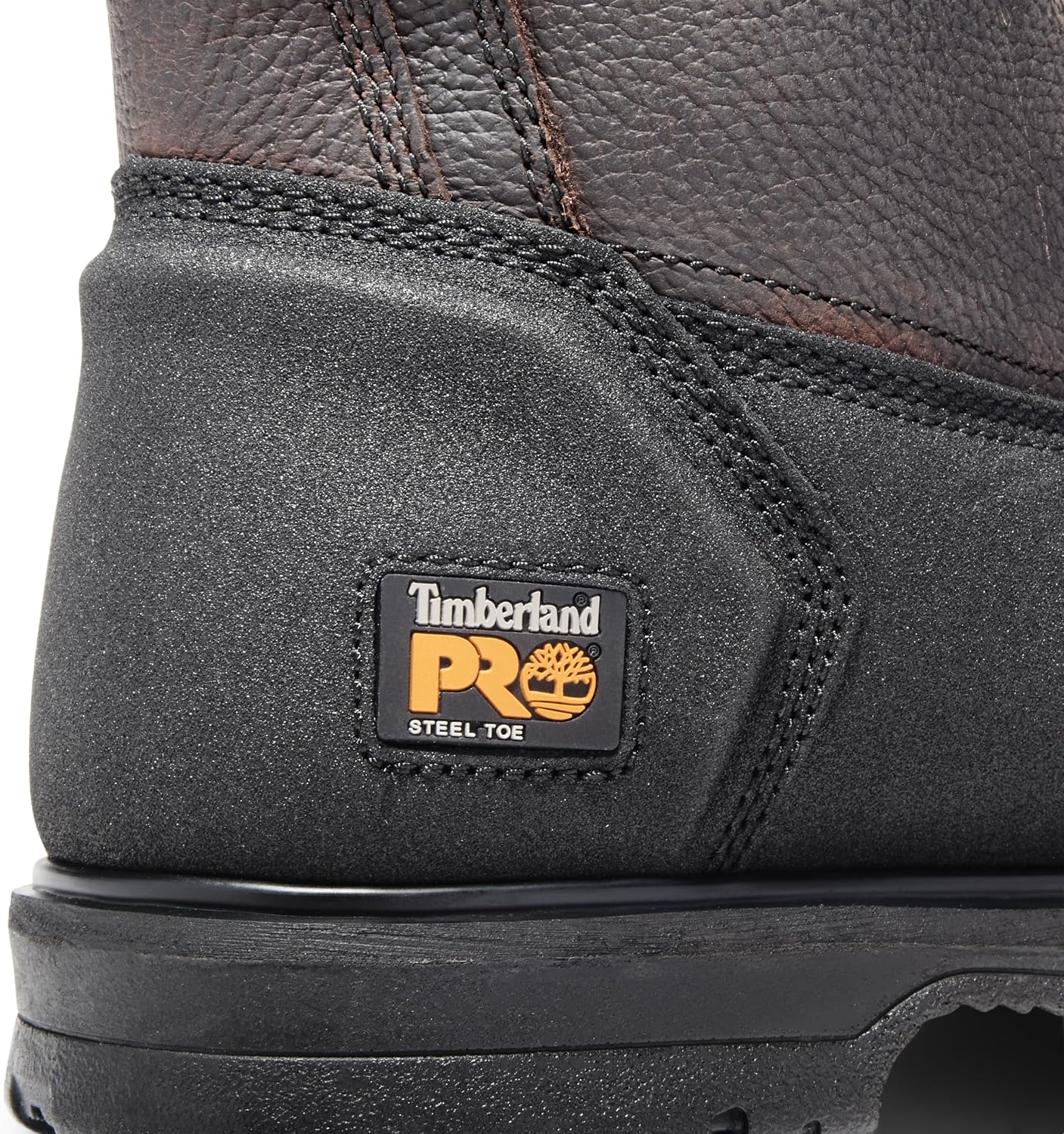 Timberland PRO Powerwelt steel toe patch and heel detail