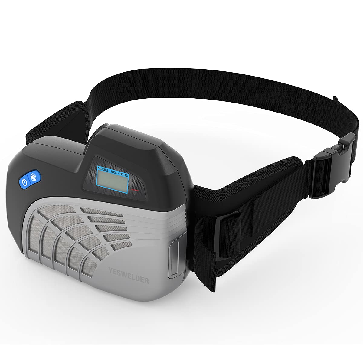 YesWelder Q800D PAPR blower on belt with shoulder straps