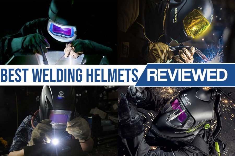 best welding helmets image of various welding helmets used on job